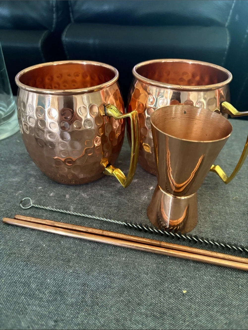 Copper Moscow Mule Mug Set with Jigger and Straws
